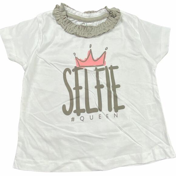 Rabbit Skins Girls Short Sleeve Ruffle Graphic Tee Selfie Queen Size 4 - Picture 1 of 12